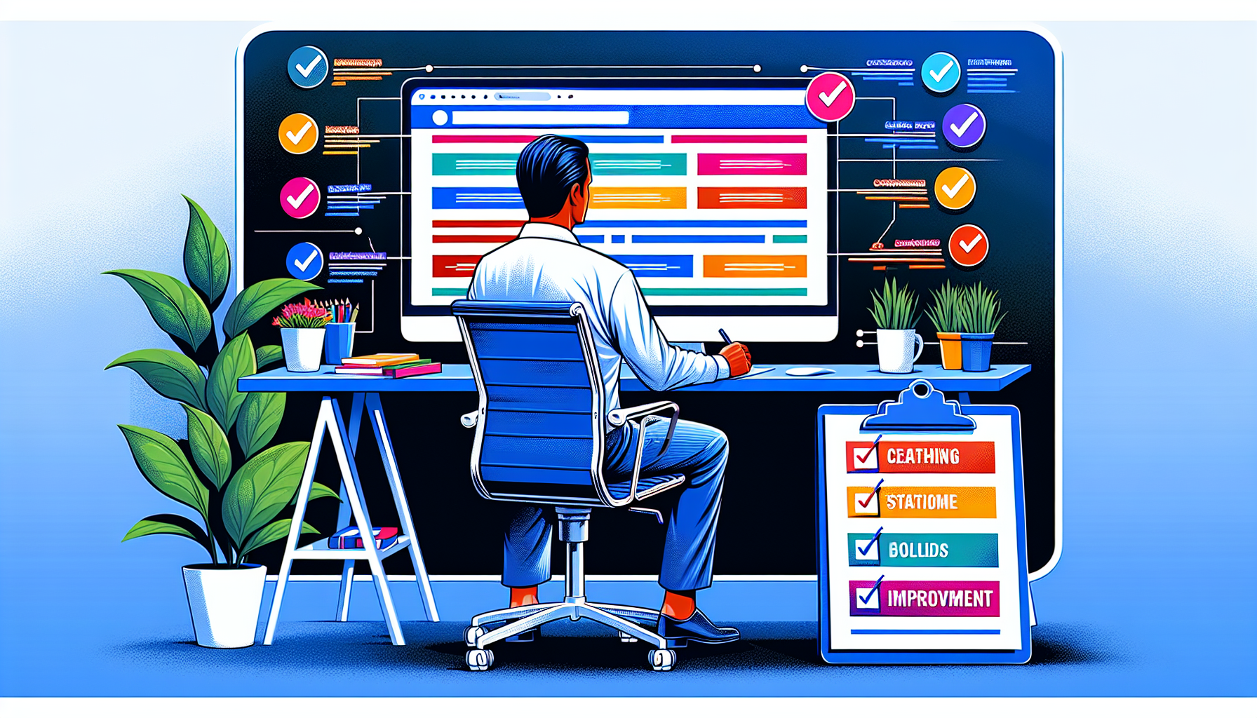 An illustration showcasing the process of improving existing content to enhance search engine optimization and user engagement.